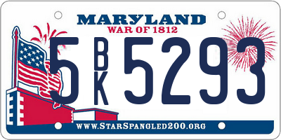 MD license plate 5BK5293