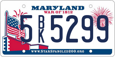 MD license plate 5BK5299