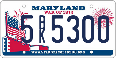 MD license plate 5BK5300