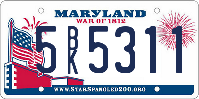MD license plate 5BK5311
