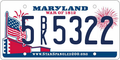 MD license plate 5BK5322
