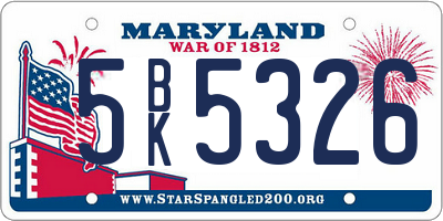 MD license plate 5BK5326