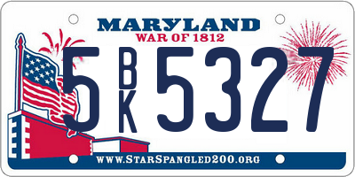MD license plate 5BK5327