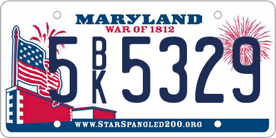 MD license plate 5BK5329