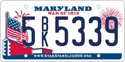 MD license plate 5BK5339