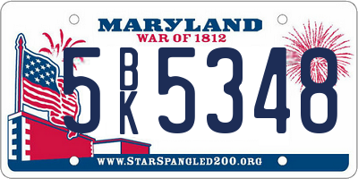MD license plate 5BK5348