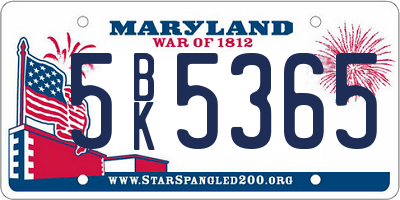 MD license plate 5BK5365