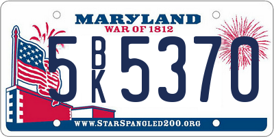 MD license plate 5BK5370