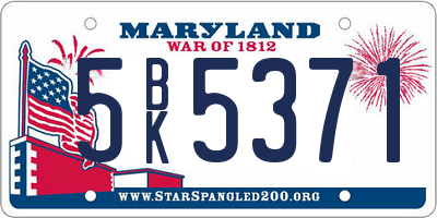 MD license plate 5BK5371