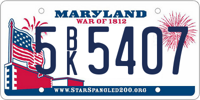 MD license plate 5BK5407