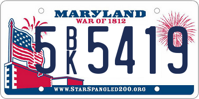 MD license plate 5BK5419