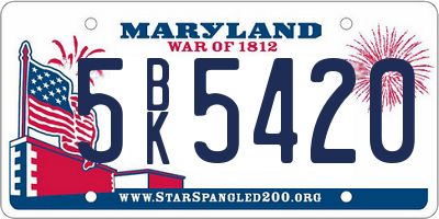 MD license plate 5BK5420
