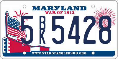 MD license plate 5BK5428