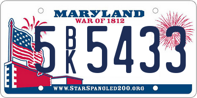 MD license plate 5BK5433