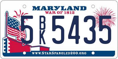 MD license plate 5BK5435