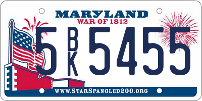 MD license plate 5BK5455