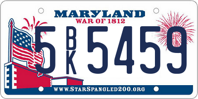 MD license plate 5BK5459