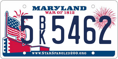 MD license plate 5BK5462