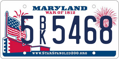 MD license plate 5BK5468