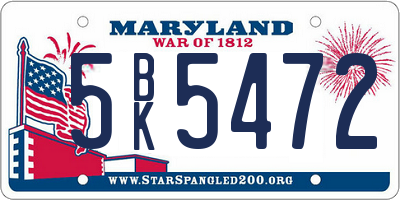 MD license plate 5BK5472
