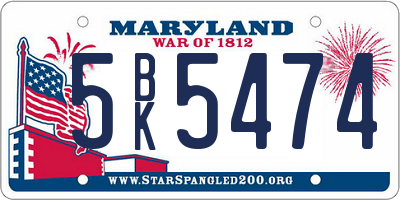 MD license plate 5BK5474