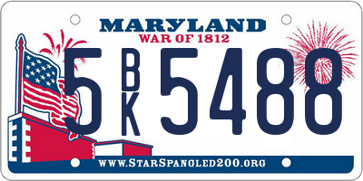 MD license plate 5BK5488