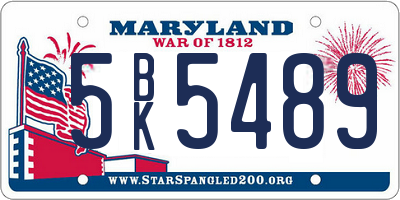MD license plate 5BK5489