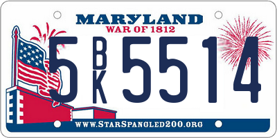 MD license plate 5BK5514