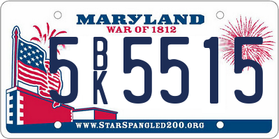 MD license plate 5BK5515