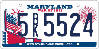 MD license plate 5BK5524