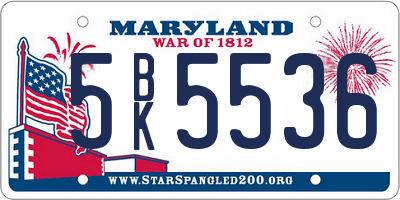 MD license plate 5BK5536