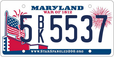 MD license plate 5BK5537