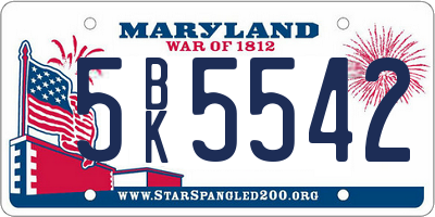 MD license plate 5BK5542