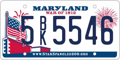 MD license plate 5BK5546