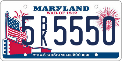 MD license plate 5BK5550