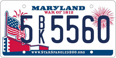 MD license plate 5BK5560