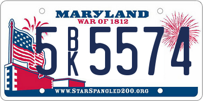 MD license plate 5BK5574