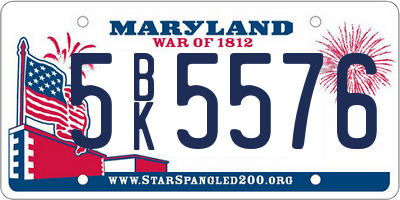MD license plate 5BK5576