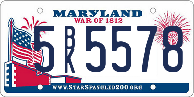 MD license plate 5BK5578