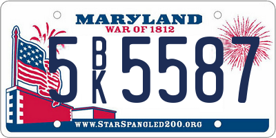MD license plate 5BK5587
