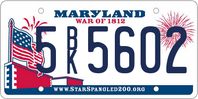 MD license plate 5BK5602