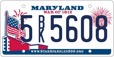 MD license plate 5BK5608