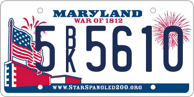 MD license plate 5BK5610