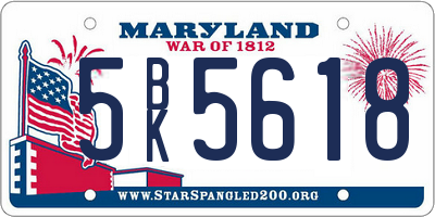 MD license plate 5BK5618