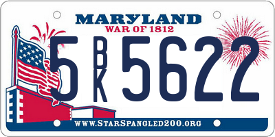 MD license plate 5BK5622