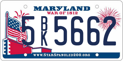 MD license plate 5BK5662