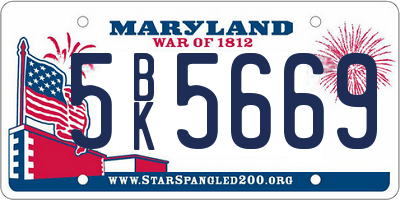 MD license plate 5BK5669