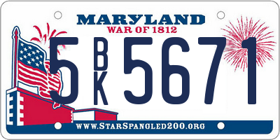 MD license plate 5BK5671