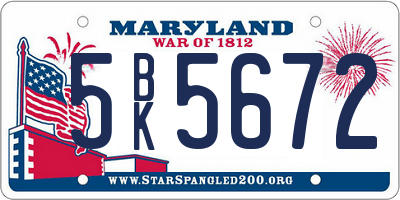 MD license plate 5BK5672