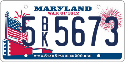 MD license plate 5BK5673